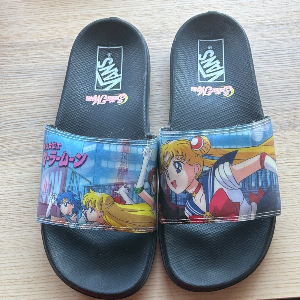 Vans Women’s Sailor Moon Slide Sandals - Black and Multicolor
